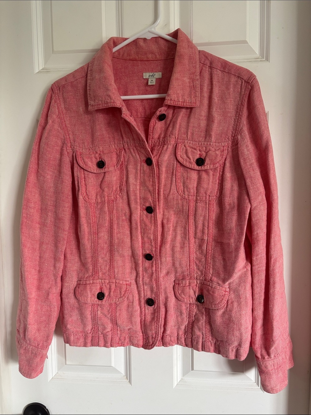 J. Jill Pink Button-Front Denim Jacket